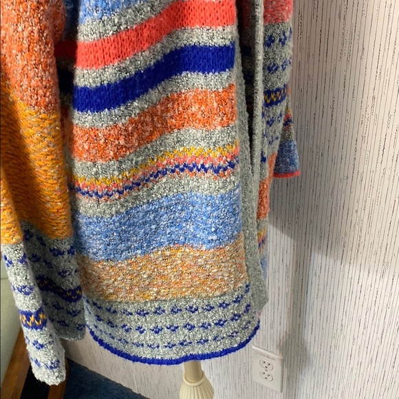Women's Sincerely Jules Cardigan Medium Multicolor Boho Striped Open Sweater - Picture 5 of 9